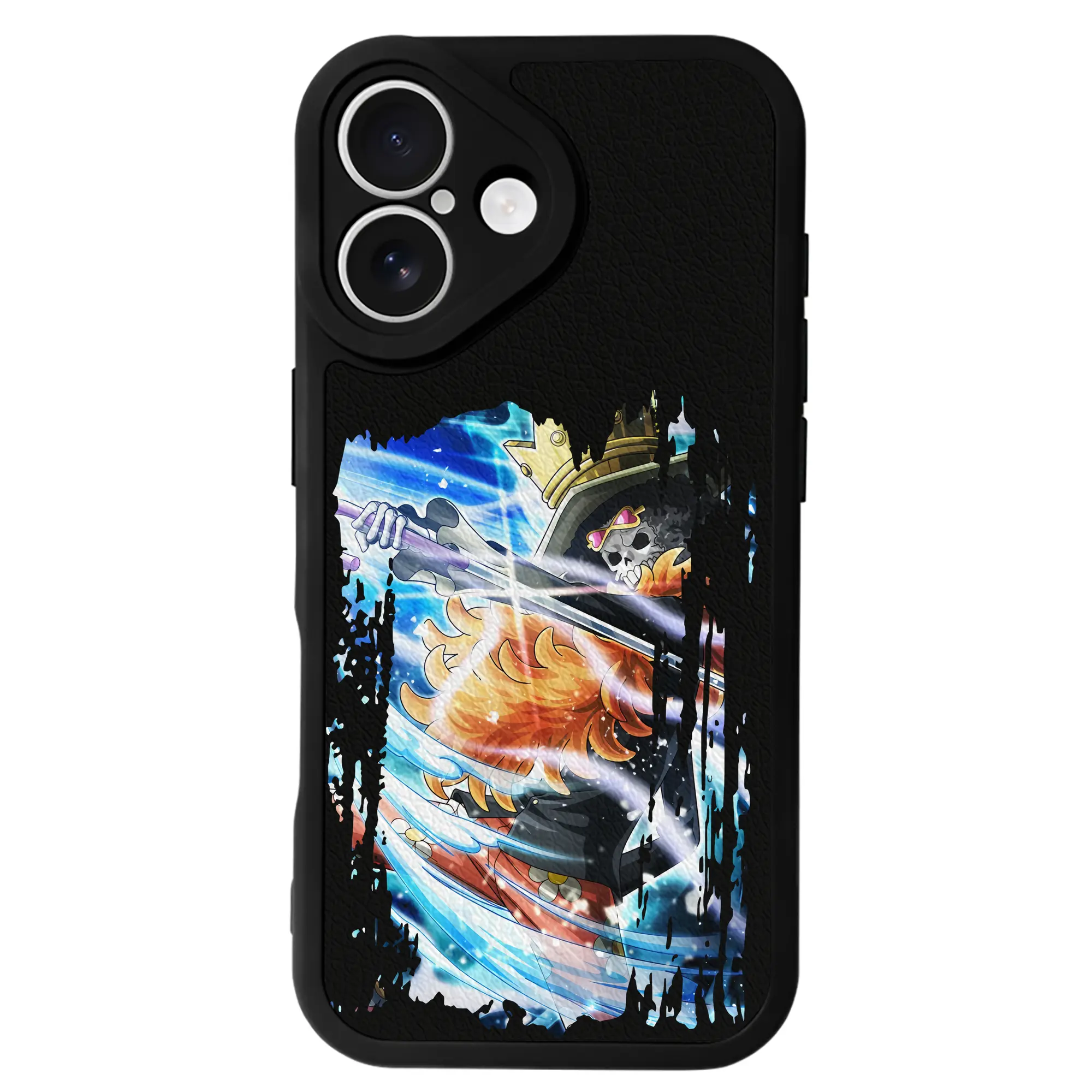 ワンピース グッズ ブルック - IPhone 16シリーズ対応 ・ シリコンスマホケース ・ レザー調 ・ 高精度フィット ・ 耐衝撃 ・ ワイヤレス充電対応 ・ 精密カット